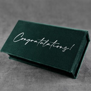 Custom green money box, elegant wedding / birthday / graduation gift box, small handmade jewelry, keepsake box in your preferred color