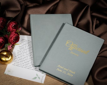Livre d'officiant personnalisé pour les lectures de cérémonie de mariage, livre d'officiant de mariage avec feuilles de format A4 et couverture en velours dans votre couleur préférée.