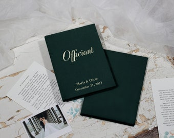 Green wedding officiant book A4 or A5 size, custom book for wedding ceremony reading, velvet marriage ceremony book in your preferred color