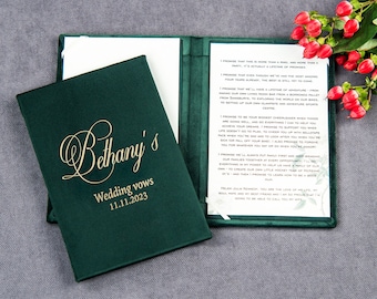 Customized vow books for wedding, bride and groom vow cases, his and her velvet wedding vow booklets, personalized bridal shower gift