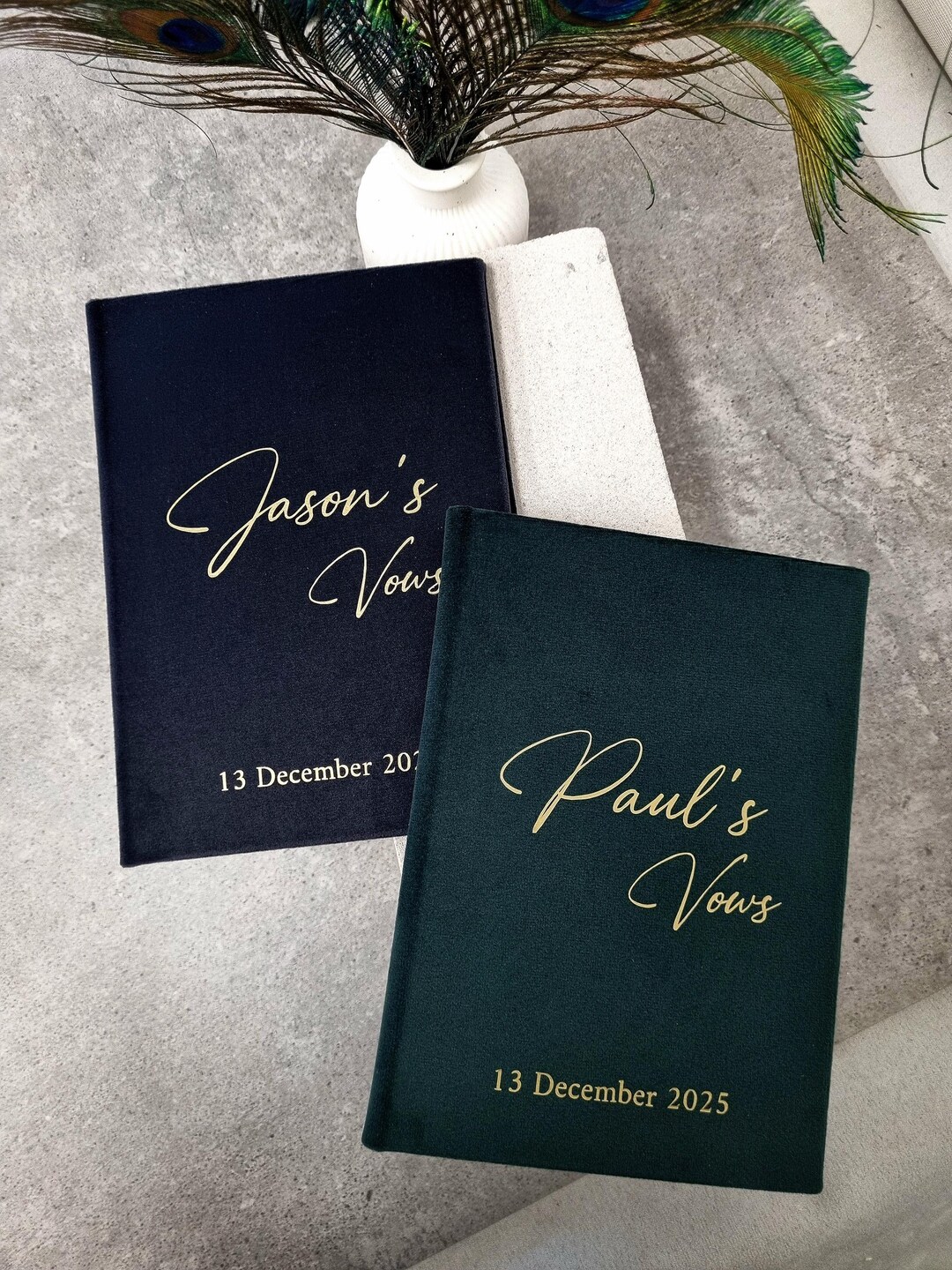 Personalized Velvet Wedding Vow Books, His and Her Keepsake Etsy