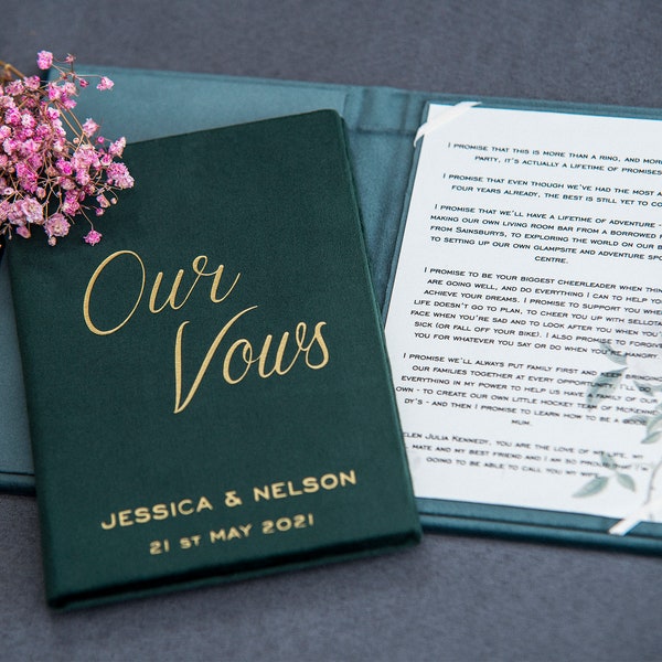 Custom wedding officiant book A4 size, velvet marriage ceremony book in your preferred color, personalized book for wedding ceremony reading