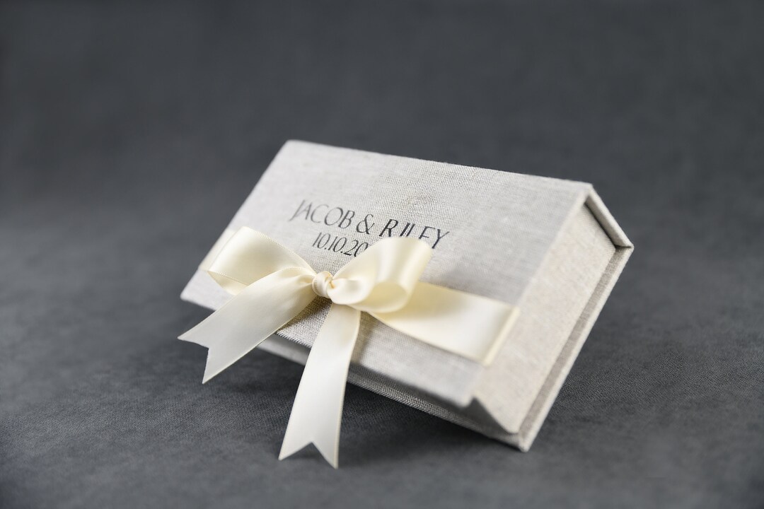 Organic Linen Gift Box With Ribbon Personalized Etsy