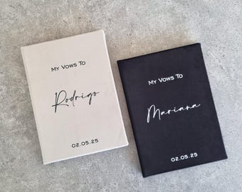 Personalized his and her vow books with lined paper pages, wedding vow cases, bridal shower gift, handmade bride and groom vow booklets