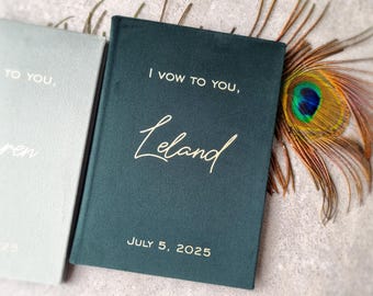 Personalized Velvet Vow Books, His and Her Wedding Keepsake