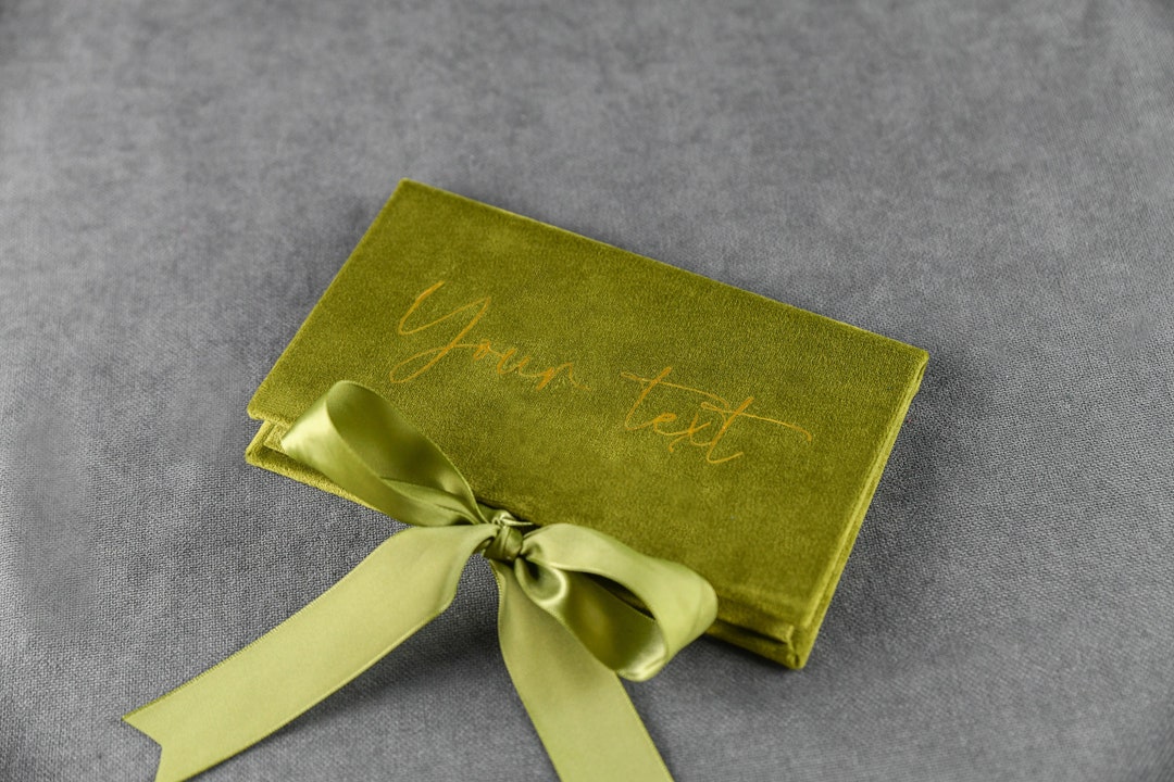 Green Velvet Money Envelope With Custom Text Personalized Etsy