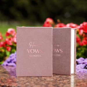 Pink velvet or other color lined pages vow books for him and her, custom bride & groom vow booklets, handmade vow cases with paper 20 pages