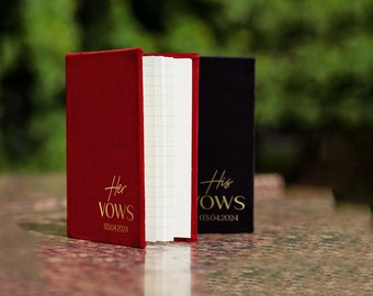 Red and black wedding vow books with lined pages - other colors also available, personalized his and her vow booklets, handmade vow cases