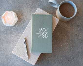 Pocket 2026 weekly & monthly planner, Personalised pocket-size book, Weekly agenda, Customised notebook