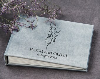 Light grey or other color photo album / photo book, personalized Instax album, wedding sign in book, eco suede / velvet scrapbook album