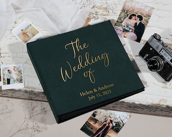 Instax wide / mini / square photo album, guest book with personalized cover, wedding sign in book in gold text, dark green Polaroid album