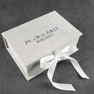Bruiloft herinnering linnen doos, 4x6 of ander formaat foto opbergdoos, aangepaste fotodoos, verjaardagscadeau, linnen geschenkdoos met gepersonaliseerde omslag
