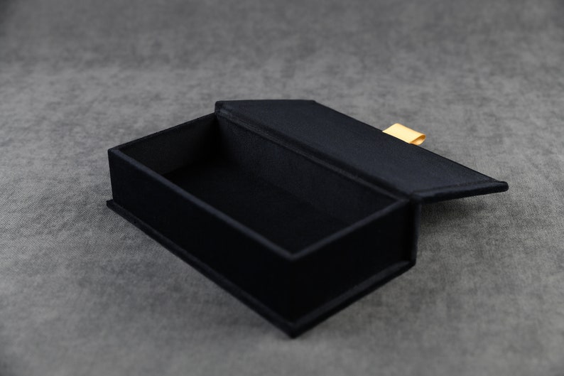 Personalized present box, custom made small gift box, wedding money box with black velvet cover