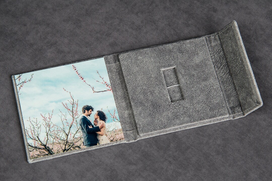 Velvet or Eco Suede USB Flash Drive Box With Personalized Cover, Custom