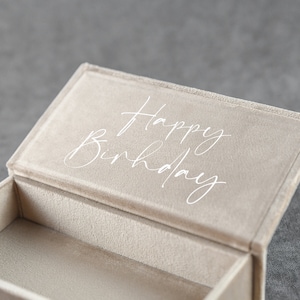 Birthday box with ribbon in light brown or other color, personalized gift box, handmade custom jewelry box, small keepsake box