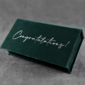 Custom gift box for women or men, birthday, Christmas, wedding or anniversary gift box, personalized green velvet money box for gifting cash