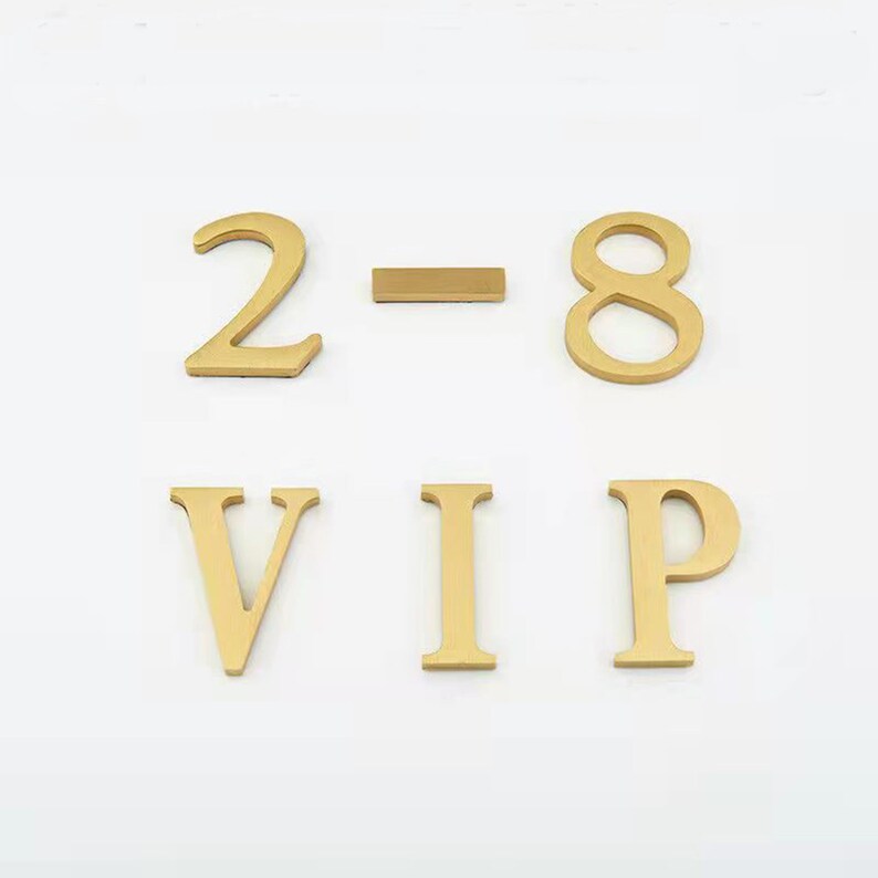 thumbnail image 2 of Address Number Stickers Self-Adhesive House Numbers 2.5 Inch - Golden Brass Address Signs For Mailbox & Door Wood Table Numbers 2 of 10