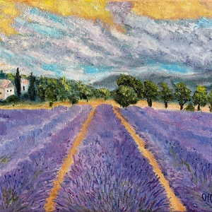Lavendelfeld Malerei, Provence Landschaft, Landschaftsmalerei, Lavendelfeld, französische Landschaftsmalerei, Provence Landschaft, Lavendelfeld Malerei