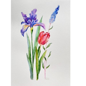 Flowers Watercolor Painting, Floral Watercolor painting, Flowers Wall Art, Original Painting, Flowers Watercolour Art, A4, Gift