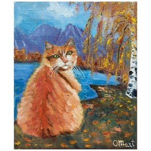 Cat oil painting Red cat painting Cat artwork Ginger Cat painting original Cat portrait Kitten painting  Animal portrait