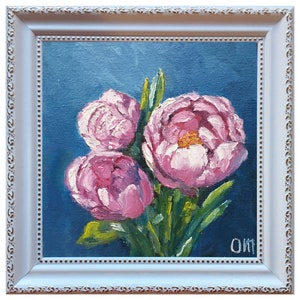 Peony Oil Painting Canvas Flower Original Art Floral Oil Painting peony painting