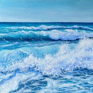 Wave  painting Ocean painting  Sea Waves Painting Ocean artwork Ocean Wave painting  Handmade Seascape Painting