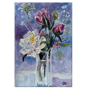 Peony Oil Painting Canvas Flower Original Art Floral Oil Painting peony painting