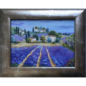 Provence Landschaft, Lavendelfeld, französische Landschaftsmalerei, Lavendelfeld, französische Landschaftsmalerei, Provence Landschaft