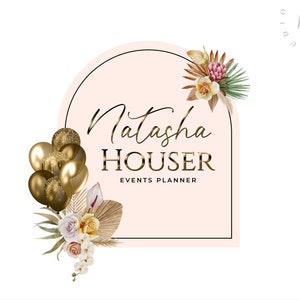 Logo digitale moderno con palloncini e fiori, CONSEGNA IN 24 ORE, Logo per organizzatore di eventi, Logo per organizzatore di feste, Branding, Logo, Logo con palloncini scintillanti