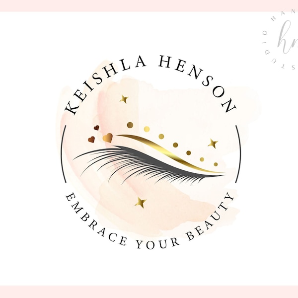 Modern watercolor eyelashes logo design, eyelash extension logo, lashes bar logo, shiny lashes logo, Beauty Logo, Branding