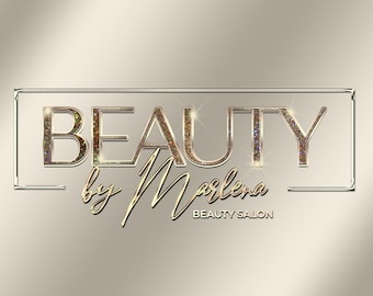 Design de logotipo digital moderno em tons de dourado, champanhe e bege. Logotipo para o setor de beleza. Entrega em 24 horas. Logotipo para maquiagem, estética, cabelo e cabeleireiro.