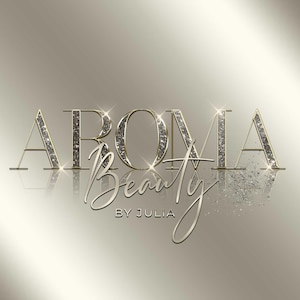 Digital Modern and elegant glittery logo design, beauty salon logo, hairstylist logo, couture logo, boutique logo, aesthetics logo, Logo