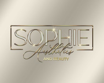Digital Modern premade metallic logo design, beauty logo, hairstylist logo, Fashion Logo, Crafts logo, lashes logo, Aesthetics Logo