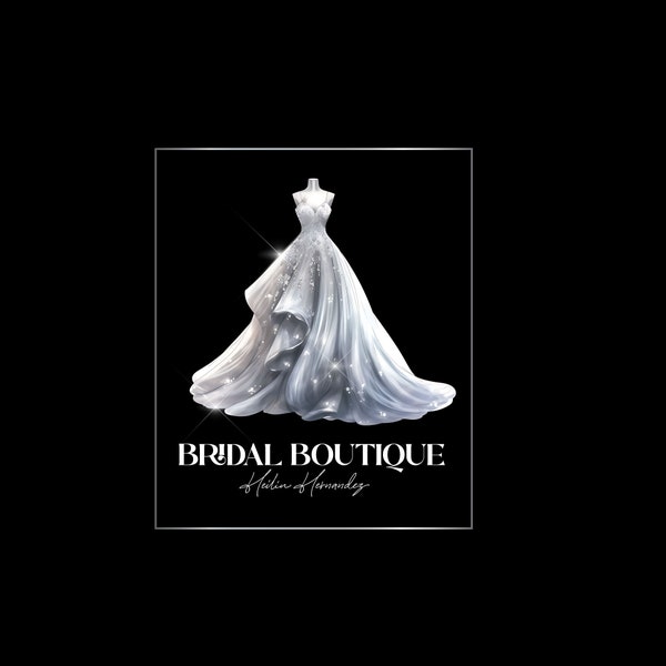 Silver glittery bridal boutique logo, bridal dress logo, bride logo, Bridal dress logo, wedding dress logo, boutique logo, Logo, Logo Design