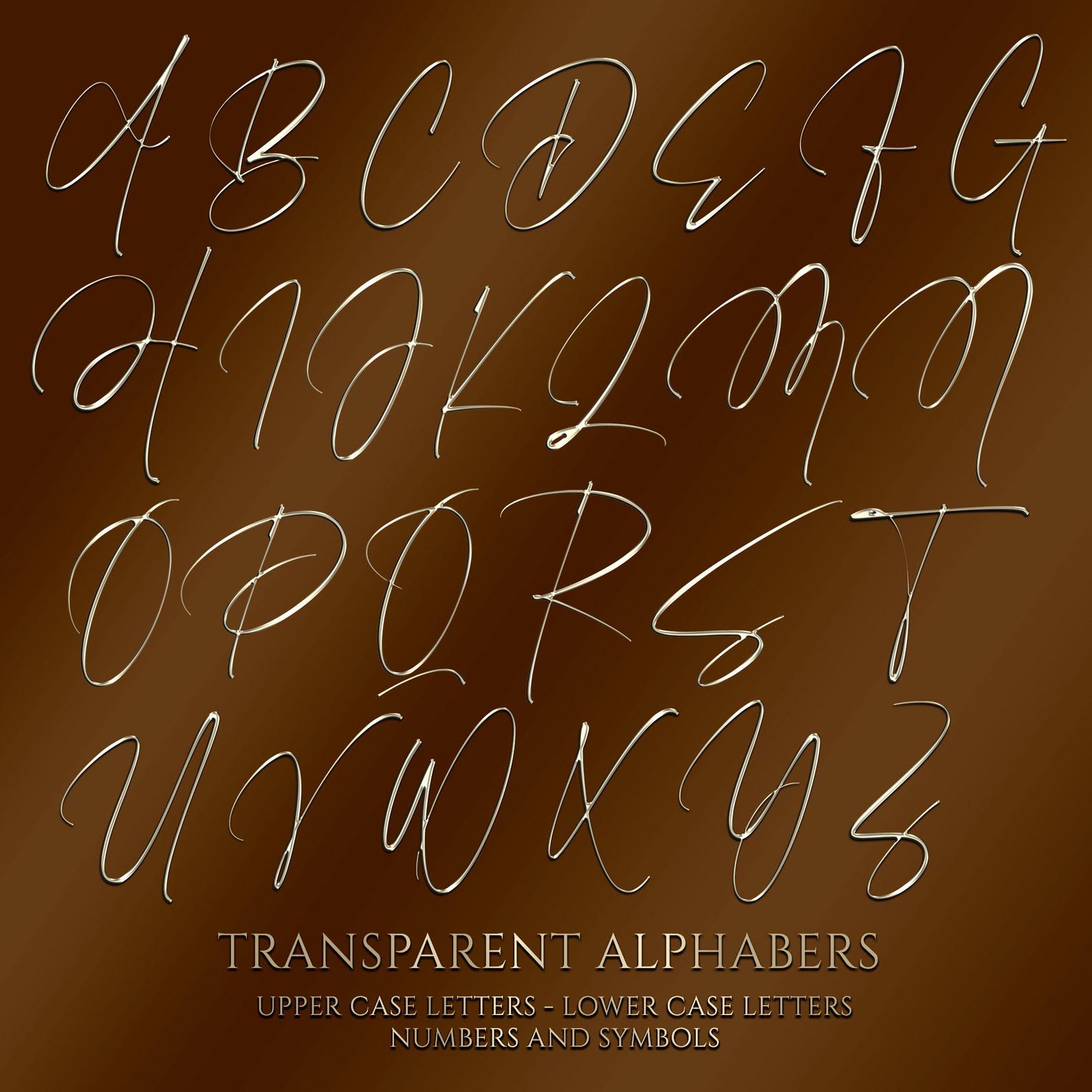 Transparent Digital Gold Cursive Letters, Gold Cursive Font Letters ...