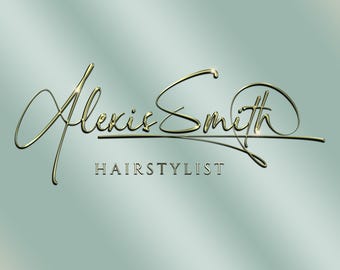 Logotipo digital moderno em tons metálicos de verde e dourado, ideal para o setor de beleza, cabeleireiro, moda, artesanato, extensão de cílios e estética.