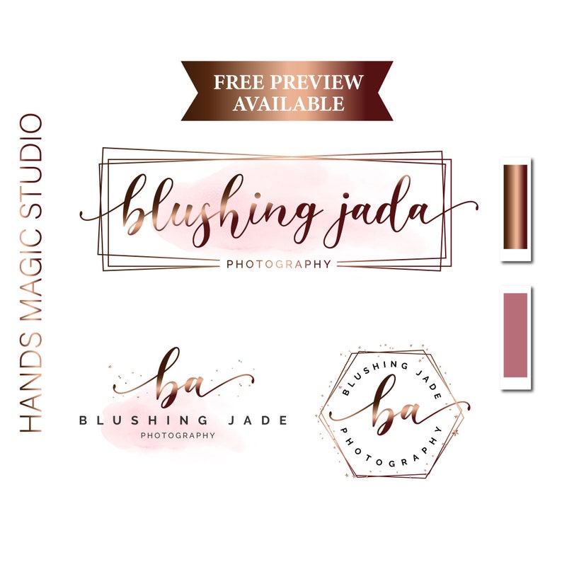 Bronze Rose Gold Premade Logo Design. Blush Logo Design Etsy