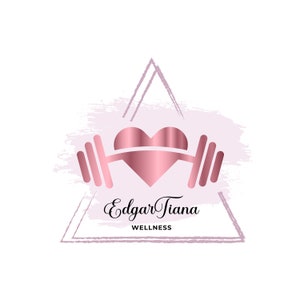 Modern metallic health wellness rose gold logo design, dumbbells logo, heart logo, fitness logo, feminine health logo, Branding