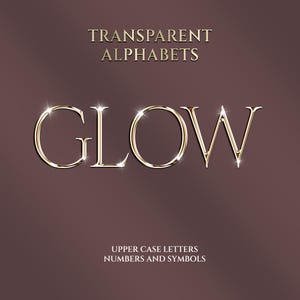 Modern Glass gold shiny letters, Transparent alphabets, Digital transparent letters, Instant download, digital download, Fold font