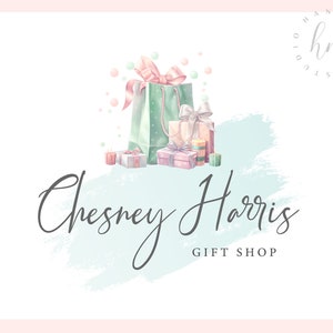Digitale schöne Pastellfarbe Geschenke Shop Logo Design, 24 Stunden Lieferung, Aquarell Logo Design, Geschenke Shop Logo, Branding, Geschenk-Box Logo