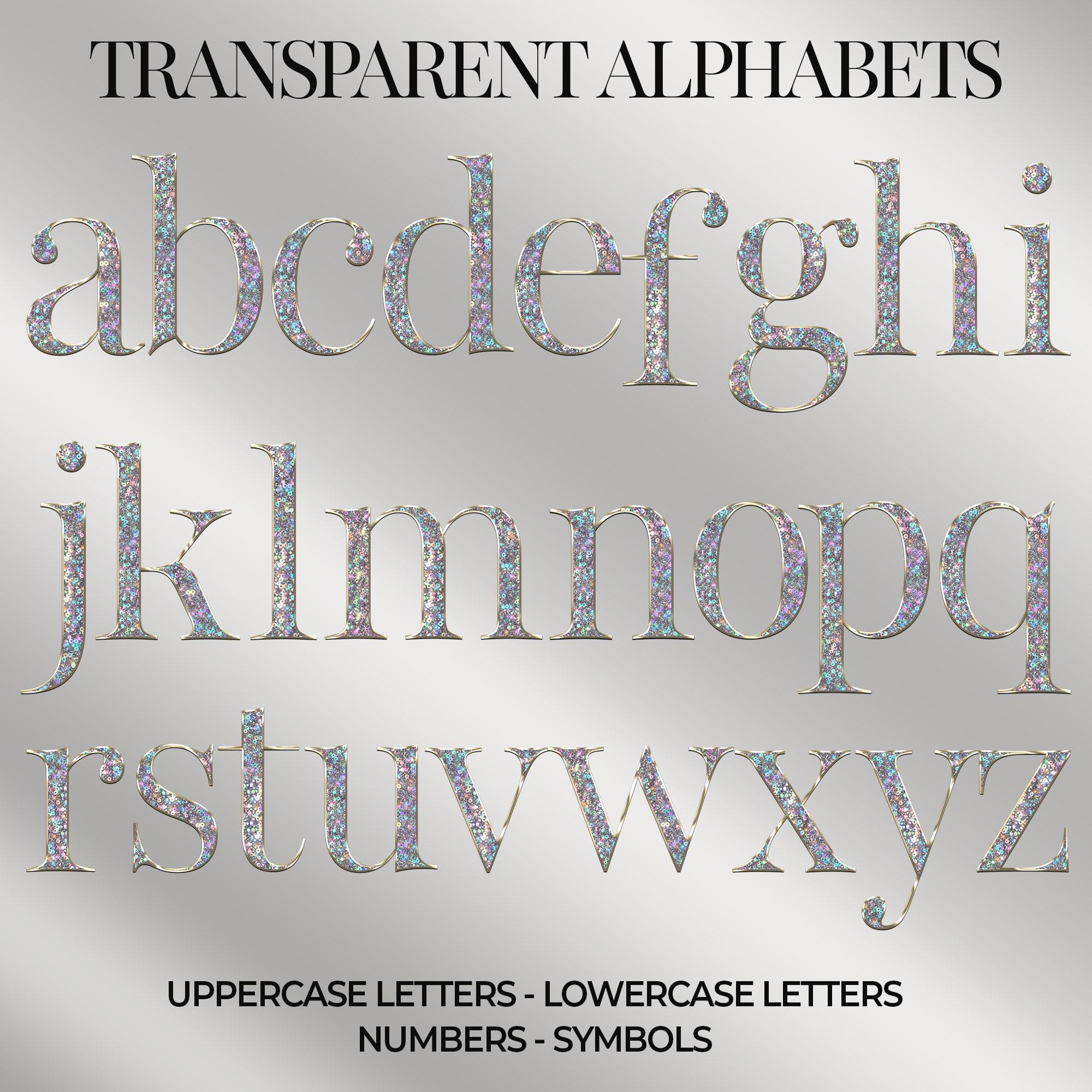 AB Iridescent Shiny Alphabets, Digital Download, Transparent Letters ...