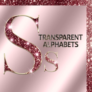 Belles lettres de l'alphabet numériques scintillantes or et bordeaux/bordeaux, alphabets transparents, téléchargement numérique, lettres PNG, logo DIY