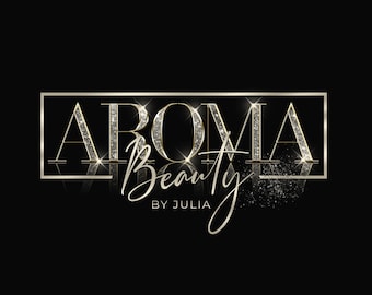 Modern Glittery champagne gold Logo design, Beauty logo, salon logo, hairstylist logo, aesthetics logo, Fashion Logo, events logo, Logo