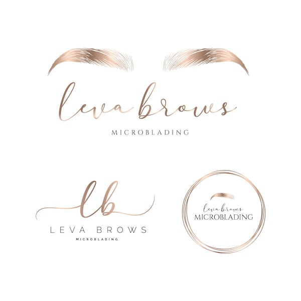 Premade brows logo design, rose gold brows, logo design, metallic brows logo, makeup logo, micro blading logo, beauty logo