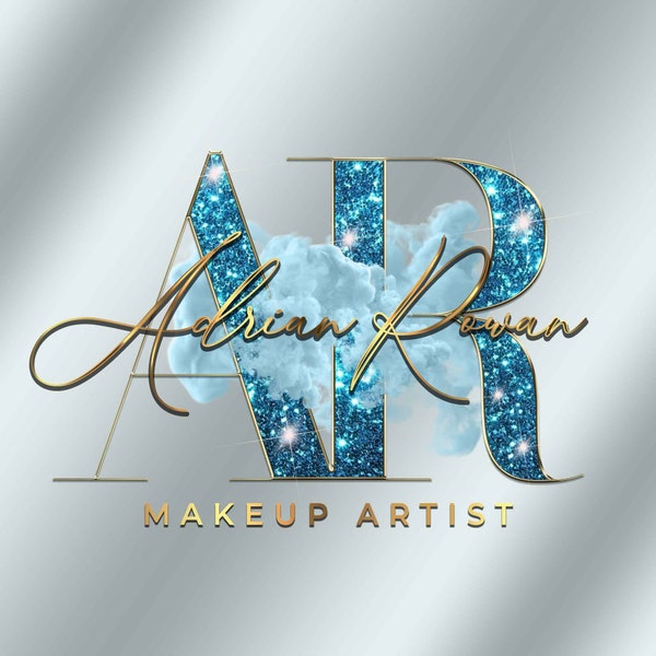 Unique Glittery premade logo design, hairstylist logo, aesthetics logo, microblading logo, photography logo, real estate logo, Branding