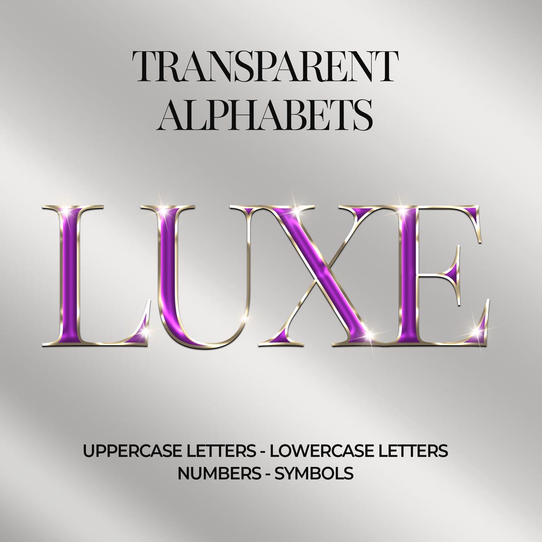 Purple and Gold Shiny Alphabets, Digital Download, Transparent Letters ...