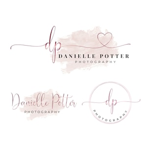 Digital Beautiful initials heart rose gold logo design, makeup logo, Beauty logo, photography logo, real estate logo, notary logo, Branding