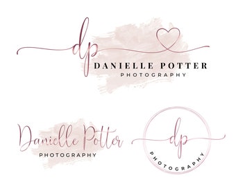 Digital Beautiful initials heart rose gold logo design, makeup logo, Beauty logo, photography logo, real estate logo, notary logo, Branding