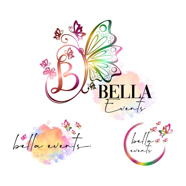Premade colorful butterfly event planner logo design, Initials logo, Wellness logo, Events logo, Nursery logo, Daycare logo