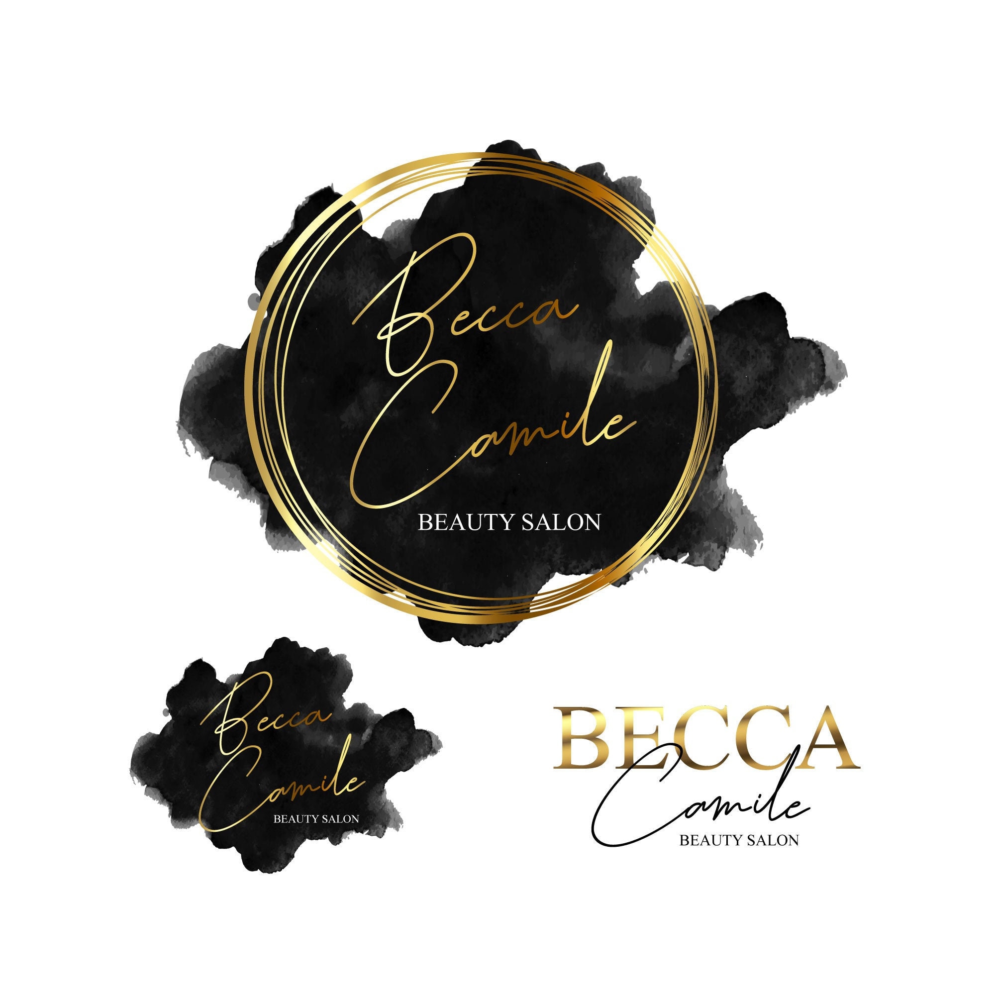 Premade black and gold logo design metallic logo design Foil | Etsy